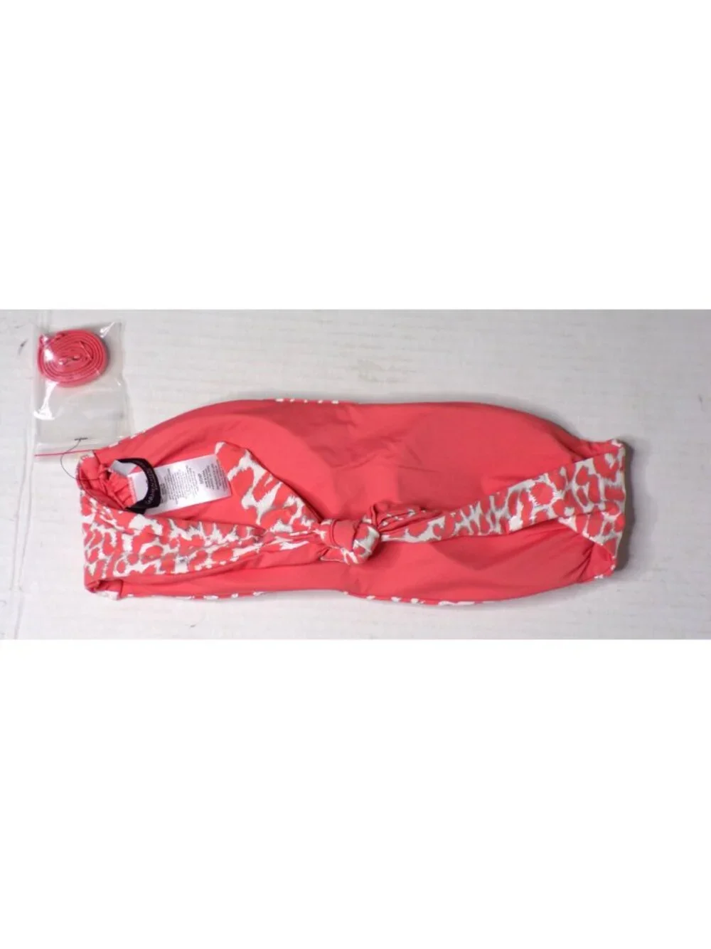 🆕CARMEN MARC VALVO Reversible Bandeau Bikini Swimsuit Melon Cheetah Small
